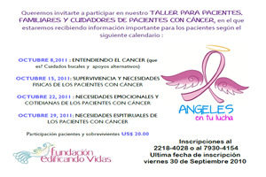 Taller para pacientes, familiares y cuidadores de pacientes con cáncer